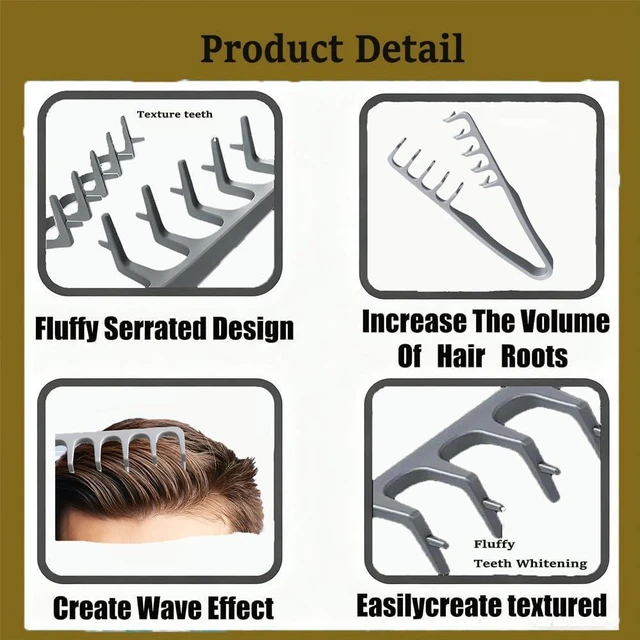 Alt view image 4 of 6 - 2 Pack Texture Comb Volumizing Fluffy Hair Styling Comb Wide Tooth Tool | Root Lift Volume Boost | Smooth Detangling | Comfortable Textured Grip | Lightweight Everyday Styling