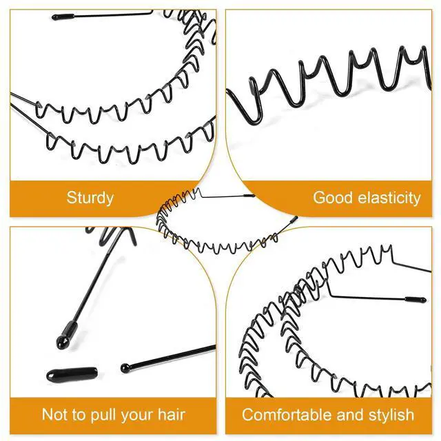Alt view image 3 of 7 - 2pcs Metal Hair Bands, Simple and Fashionable Hairband, Wavy Hair Bands for Men and Women, Invisible, Non-slip, for Daily Face Washing, Outdoor, Sports Fixed Hair Accessories