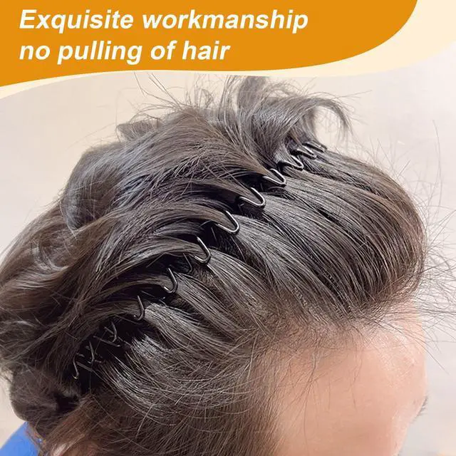 Alt view image 4 of 7 - 2pcs Metal Hair Bands, Simple and Fashionable Hairband, Wavy Hair Bands for Men and Women, Invisible, Non-slip, for Daily Face Washing, Outdoor, Sports Fixed Hair Accessories