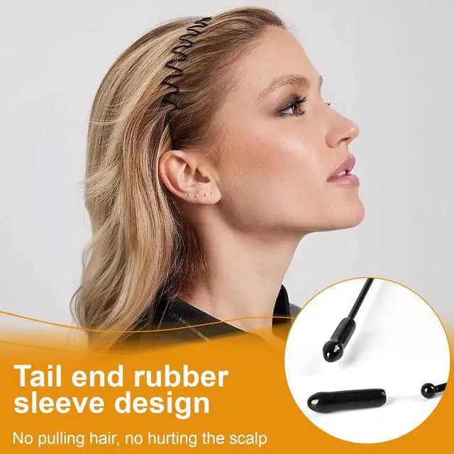 Alt view image 6 of 7 - 2pcs Metal Hair Bands, Simple and Fashionable Hairband, Wavy Hair Bands for Men and Women, Invisible, Non-slip, for Daily Face Washing, Outdoor, Sports Fixed Hair Accessories