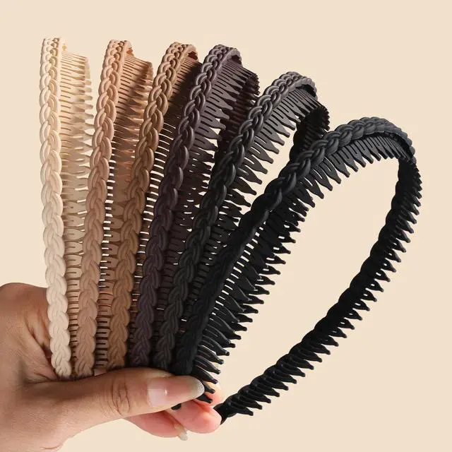 Main image of 6Pcs Headbands with Teeth for Women Non Slip, Plastic Comb Hairbands with Teeth, Zig Zag Headbands, Fashion Head Bands for Women's Hair Accessories to Hold Hair Back, Workout, Daily Wearing