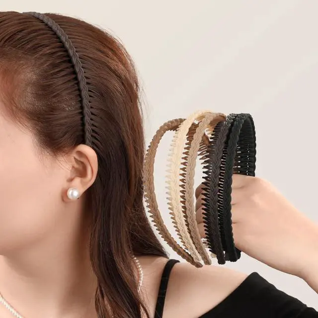 Alt view image 3 of 7 - 6Pcs Headbands with Teeth for Women Non Slip, Plastic Comb Hairbands with Teeth, Zig Zag Headbands, Fashion Head Bands for Women's Hair Accessories to Hold Hair Back, Workout, Daily Wearing
