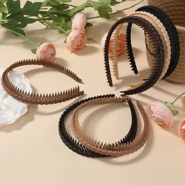 Alt view image 6 of 7 - 6Pcs Headbands with Teeth for Women Non Slip, Plastic Comb Hairbands with Teeth, Zig Zag Headbands, Fashion Head Bands for Women's Hair Accessories to Hold Hair Back, Workout, Daily Wearing