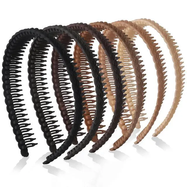 Alt view image 7 of 7 - 6Pcs Headbands with Teeth for Women Non Slip, Plastic Comb Hairbands with Teeth, Zig Zag Headbands, Fashion Head Bands for Women's Hair Accessories to Hold Hair Back, Workout, Daily Wearing