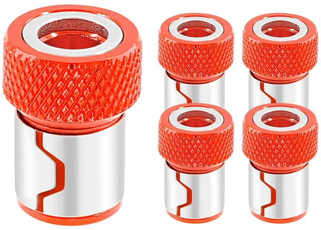Alt view image 7 of 7 - Magnetic Screw Ring Screwdriver Head, 5 Pcs, Red | Magnetic Ring Metal Bit Magnetizer Ring, For 1/4 Inch (6.35 mm) Hex Shank Screwdriver, For Power Bits