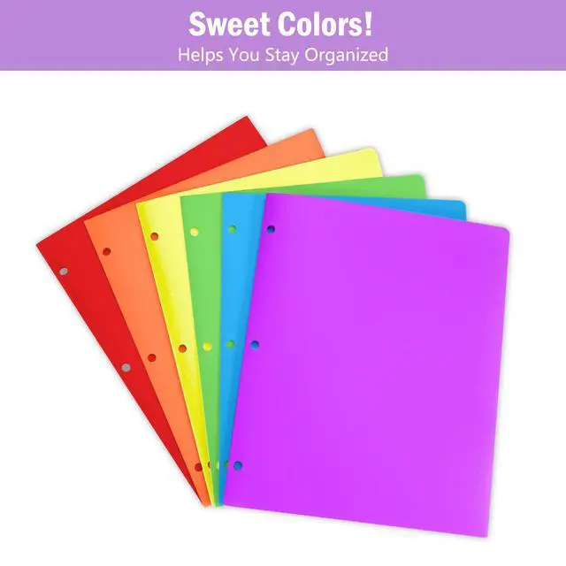 Alt view image 7 of 7 - 6 Pack 2-Pocket Folder for 3-Ring Binders, Durable File Folders | Tear Resistant Folder with Card Slot for 8.5x11 inch Letter Size, Back to School Office Filing Supplies, Bright Colors