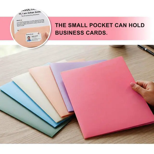 Alt view image 2 of 6 - 6 Plastic Folders, 2 Pocket, Heavy Duty, No Prongs, Assorted Colors,