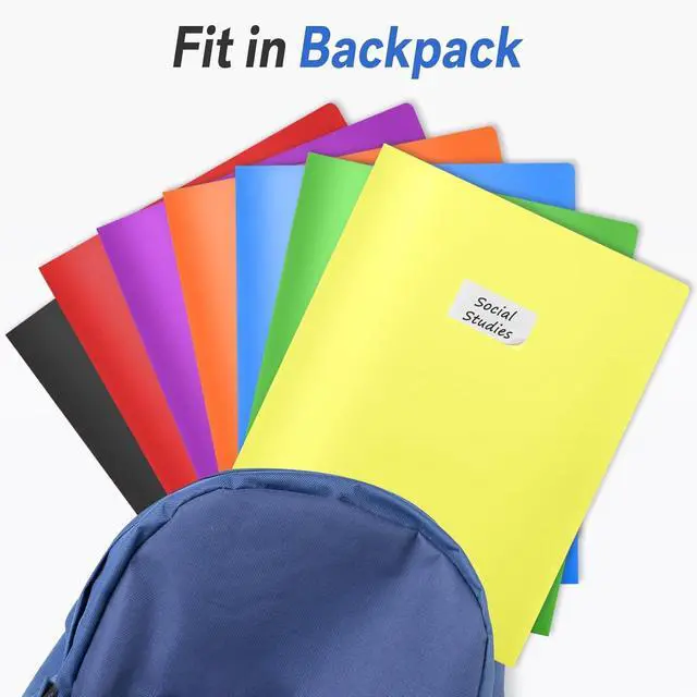 Alt view image 7 of 7 - 7 Pack Folders with Pockets, 2 Pocket Folders with Extra Labels | Plastic Folder with Pockets, Heavy Duty File Folder Bulk, School Business Office Filing Supplies, Soft Colors