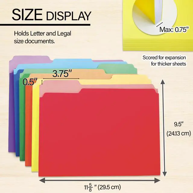 Alt view image 2 of 6 - 1/3 Cut Letter Size Color File Folder (6/Pack) | Staggered tabs, Fit standard file drawers and cabinets, For school and office filing