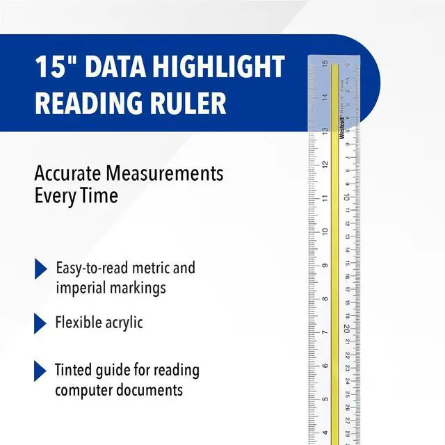 Main image of Acrylic Data Highlight Reading Ruler With Tinted Guide, 15" Clear