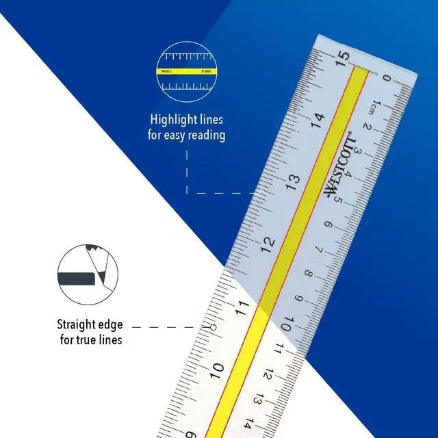Alt view image 2 of 5 - Acrylic Data Highlight Reading Ruler With Tinted Guide, 15" Clear