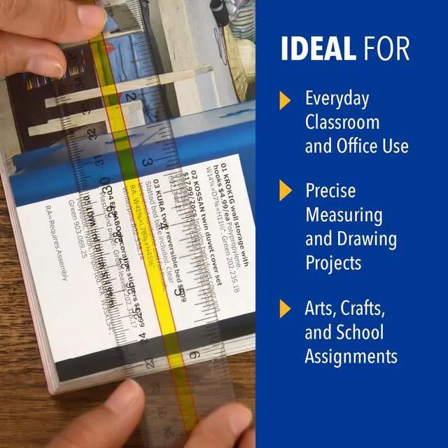 Alt view image 3 of 5 - Acrylic Data Highlight Reading Ruler With Tinted Guide, 15" Clear