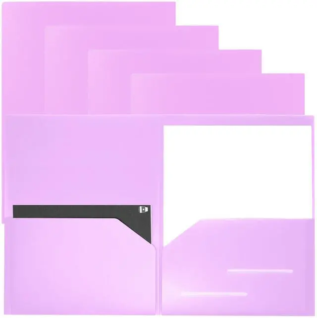 Main image of 6 Pack Heavy Duty Plastic Two Pocket Folders, Heavy Duty Plastic 2 Pocket Folder (Mauve)