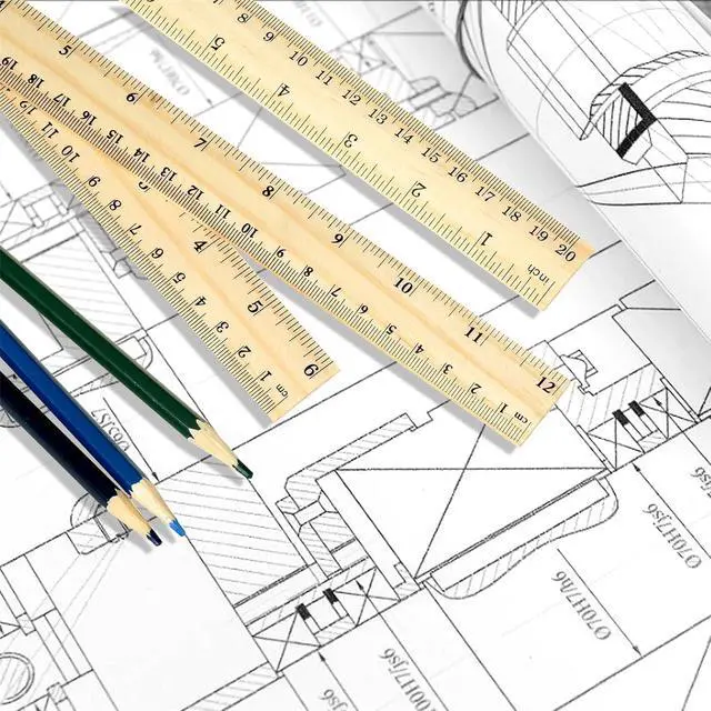 Alt view image 2 of 7 - 4 Pack Wooden Ruler 12 Inch Rulers, High-Quality Metric Ruler, Easy to Read, Wooden Ruler for Drawing, Home and Office, 2 Scale (30 cm)