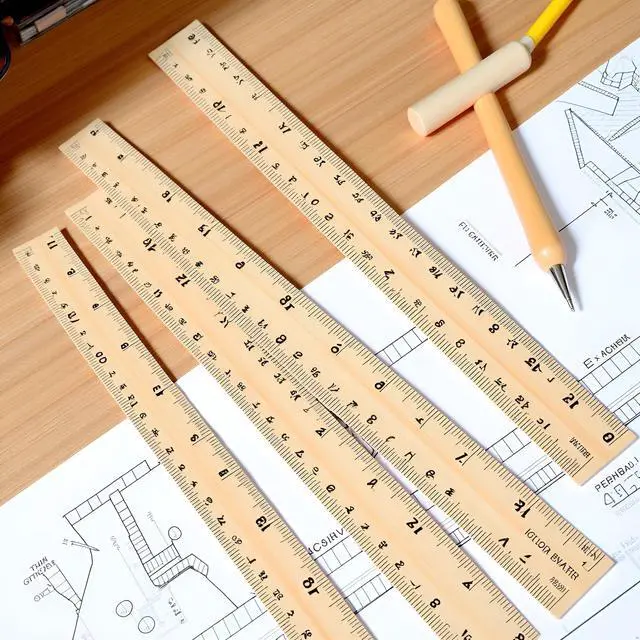 Alt view image 3 of 7 - 4 Pack Wooden Ruler 12 Inch Rulers, High-Quality Metric Ruler, Easy to Read, Wooden Ruler for Drawing, Home and Office, 2 Scale (30 cm)