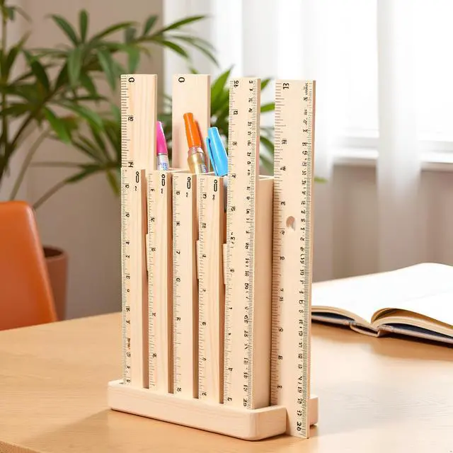 Alt view image 7 of 7 - 4 Pack Wooden Ruler 12 Inch Rulers, High-Quality Metric Ruler, Easy to Read, Wooden Ruler for Drawing, Home and Office, 2 Scale (30 cm)