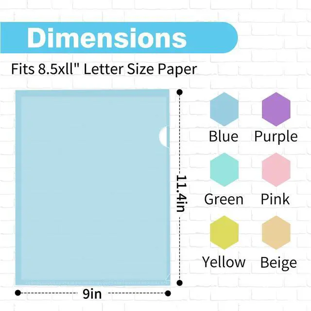 Alt view image 2 of 7 - 6 Pack Plastic File Folders, Letter Size Clear Project Sleeves for 8.5 x 11 Paper, Assorted Colors Transparent Document Protectors, Acid-Free Poly Jackets for Home, School & Office