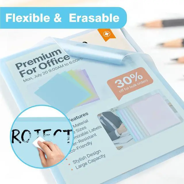 Alt view image 4 of 7 - 6 Pack Plastic File Folders, Letter Size Clear Project Sleeves for 8.5 x 11 Paper, Assorted Colors Transparent Document Protectors, Acid-Free Poly Jackets for Home, School & Office