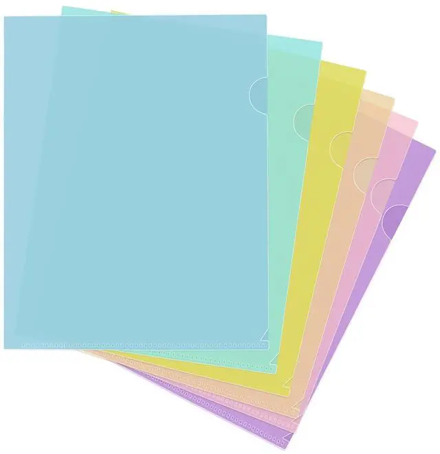 Alt view image 7 of 7 - 6 Pack Plastic File Folders, Letter Size Clear Project Sleeves for 8.5 x 11 Paper, Assorted Colors Transparent Document Protectors, Acid-Free Poly Jackets for Home, School & Office