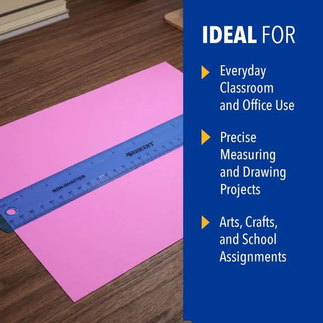 Alt view image 4 of 7 - Shatterproof Ruler, 12-Inch, Blue,