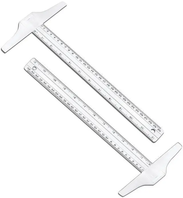 Main image of 12 Inch Junior T-Square Ruler, 30 cm, 2 Pcs | Plastic, Transparent, For Design Drafting Architect Art