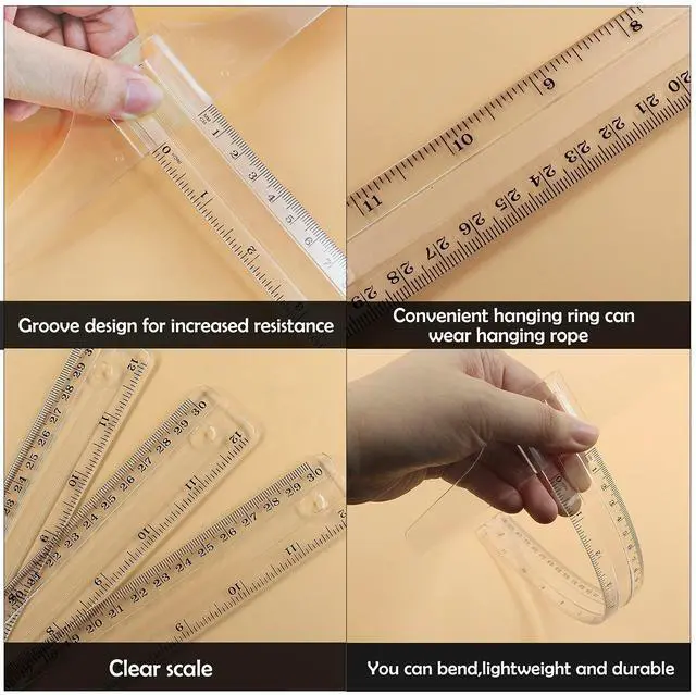 Alt view image 2 of 7 - 12 Inch Junior T-Square Ruler, 30 cm, 2 Pcs | Plastic, Transparent, For Design Drafting Architect Art