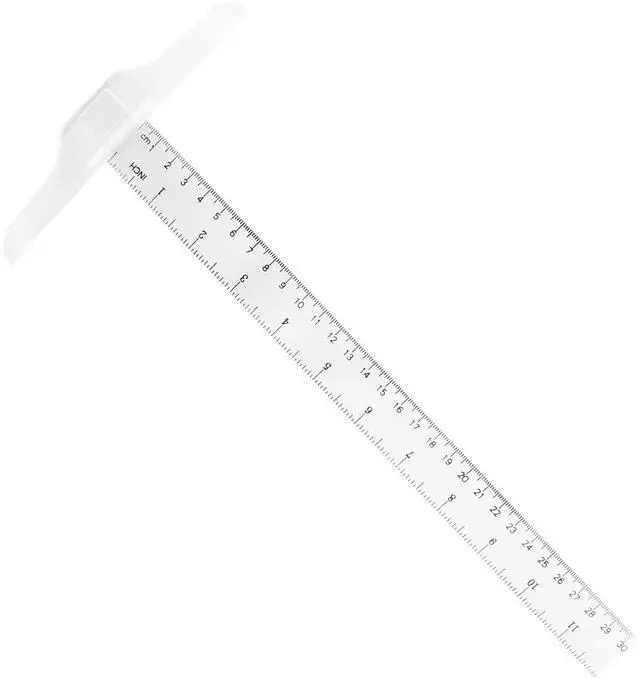 Main image of 12 Inch/30 cm Junior T-Square Plastic Transparent T-Ruler | Drafting T Square, Inch Metric Measuring Scale, For Art Framing and Drafting
