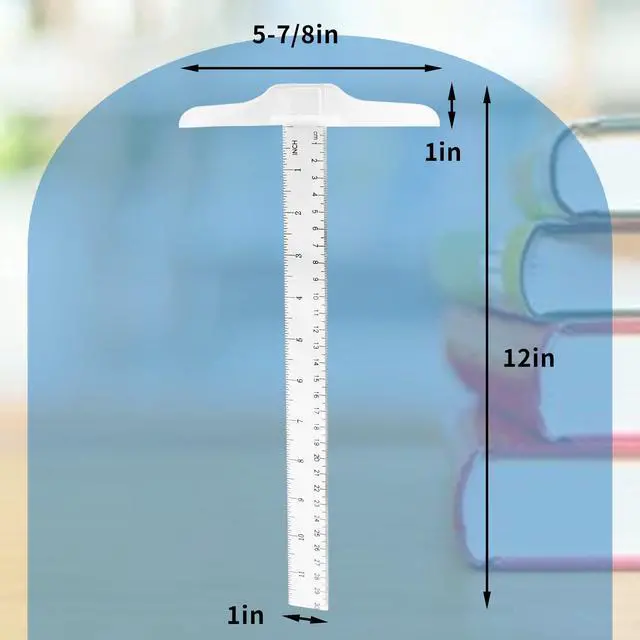 Alt view image 2 of 7 - 12 Inch/30 cm Junior T-Square Plastic Transparent T-Ruler | Drafting T Square, Inch Metric Measuring Scale, For Art Framing and Drafting