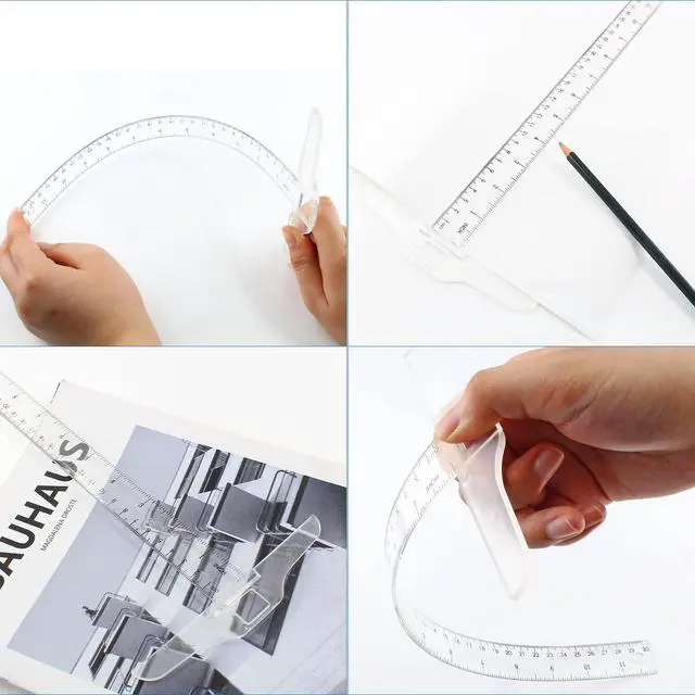 Alt view image 7 of 7 - 12 Inch/30 cm Junior T-Square Plastic Transparent T-Ruler | Drafting T Square, Inch Metric Measuring Scale, For Art Framing and Drafting