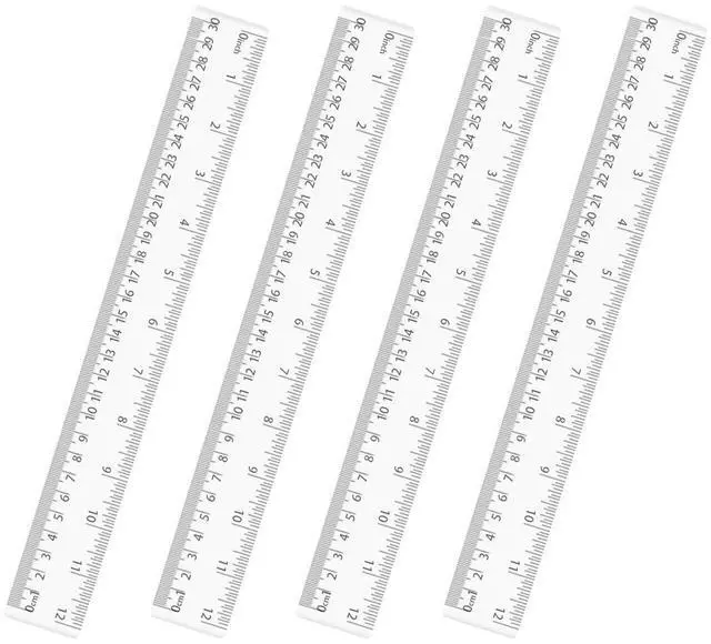 Main image of 4 Pack Clear Plastic Straight Rulers, Clear Ruler Bulk | Transparent Ruler with Centimeters and Inches, for Class, Office (12 inch)