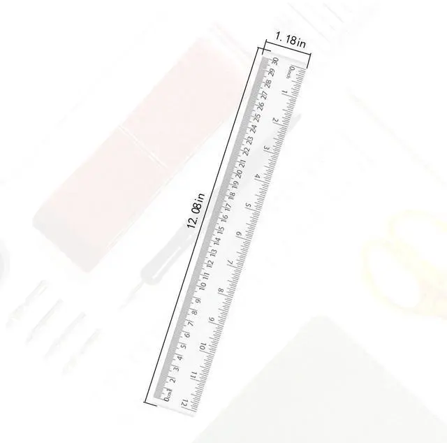 Alt view image 3 of 7 - 4 Pack Clear Plastic Straight Rulers, Clear Ruler Bulk | Transparent Ruler with Centimeters and Inches, for Class, Office (12 inch)