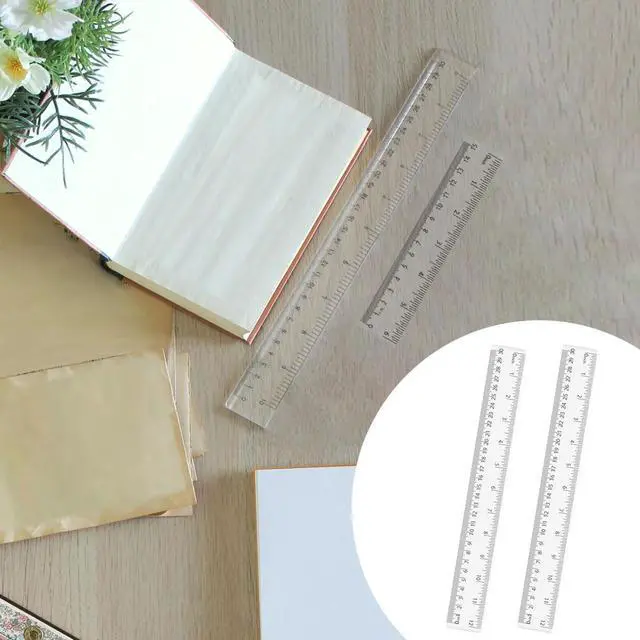 Alt view image 4 of 7 - 4 Pack Clear Plastic Straight Rulers, Clear Ruler Bulk | Transparent Ruler with Centimeters and Inches, for Class, Office (12 inch)