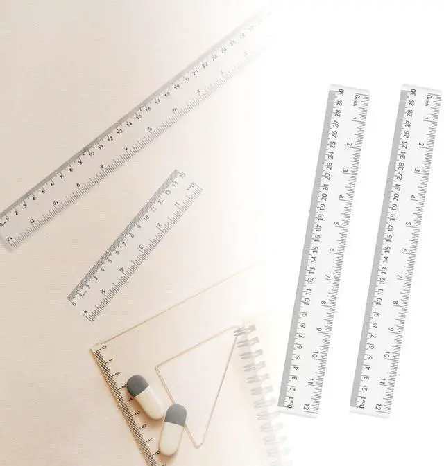 Alt view image 6 of 7 - 4 Pack Clear Plastic Straight Rulers, Clear Ruler Bulk | Transparent Ruler with Centimeters and Inches, for Class, Office (12 inch)