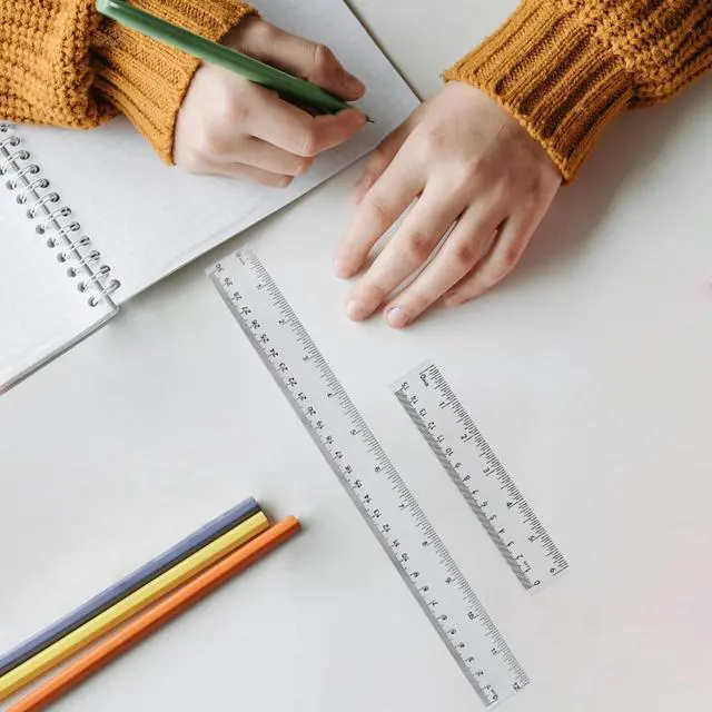 Alt view image 5 of 7 - 4 Pack Clear Plastic Straight Rulers, Clear Ruler Bulk | Transparent Ruler with Centimeters and Inches, for Class, Office (12 inch)