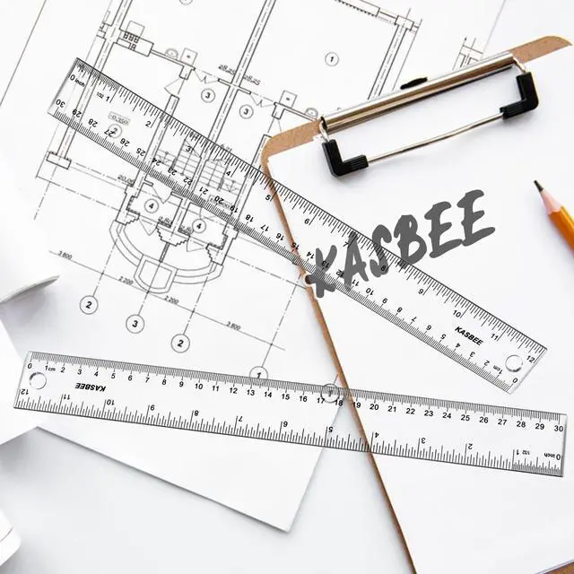 Alt view image 7 of 7 - 12 Inch Rulers, Clear Plastic, 2PCS | Hanging Hole, Standard, Metric, Millimeter, Straight Plastic Rulers , Students, School, Office