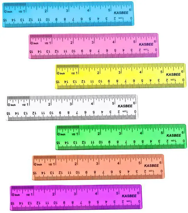 Main image of 6 Inch Ruler Plastic, Colored Clear Rulers , School, Office, 7PCS | Small Plastic Rulers, Transparent, Inches and Centimeters, Millimeters, Heavy Duty, Shatter Resistant, Clear Colored Plastic