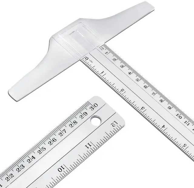 Alt view image 6 of 7 - 12 Inch Junior T-Square Ruler, 30 cm, 2 Pcs | Plastic, Transparent, For Design Drafting Architect Art