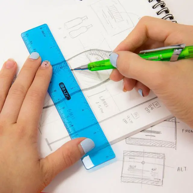 Alt view image 4 of 7 - 6 in Clear Plastic Ruler, Inch & Metric, 3 Pack | Three transparent plastic rulers, 6 in (15 cm), Beveled edge and clear inch and centimeter marks, Bulk pack