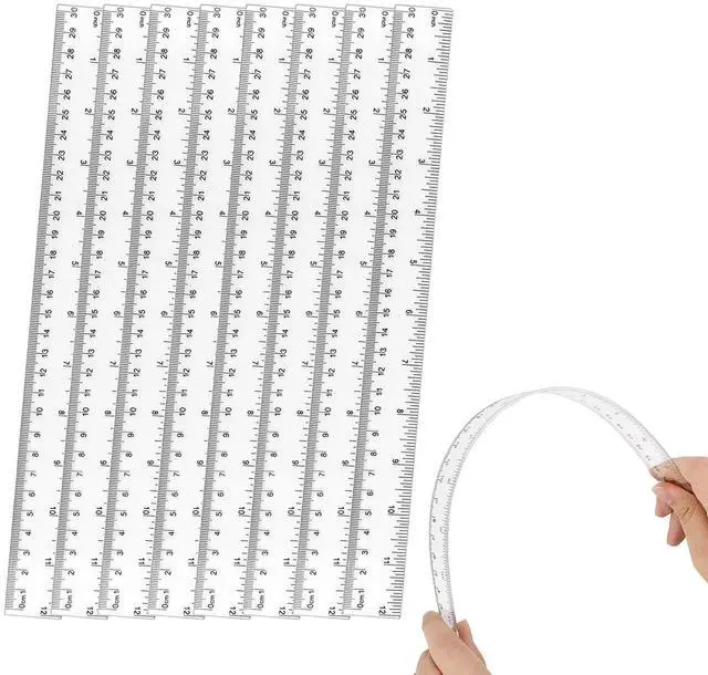 Main image of 8-Pack Clear Acrylic Ruler, 12 Inches Flexible Clear Ruler, Inches and Metric Scale Measuring Tool