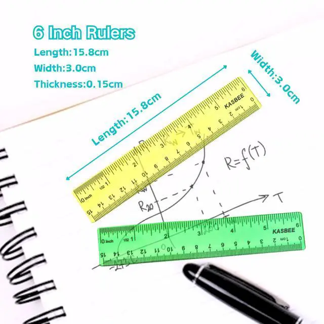 Alt view image 2 of 7 - 6 Inch Ruler Plastic, Colored Clear Rulers , School, Office, 7PCS | Small Plastic Rulers, Transparent, Inches and Centimeters, Millimeters, Heavy Duty, Shatter Resistant, Clear Colored Plastic