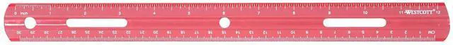 Main image of Plastic Ruler, 12 Inches/30 Centimeters, Red