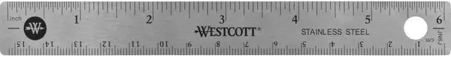 Main image of Stainless Steel Metal Ruler with Non-Slip Cork Base, 6 in