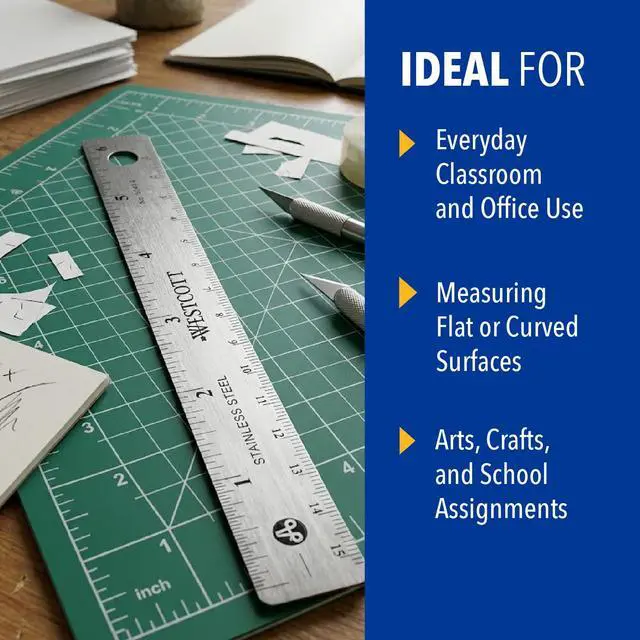 Alt view image 4 of 7 - Stainless Steel Metal Ruler with Non-Slip Cork Base, 6 in