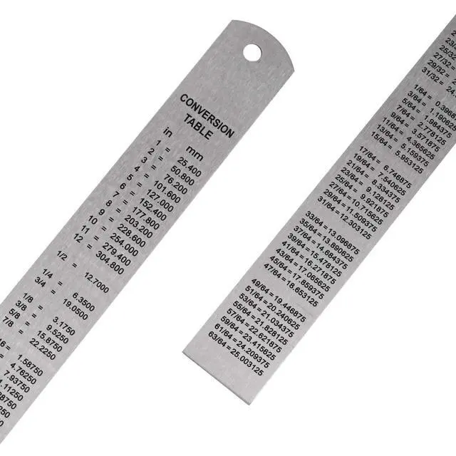 Alt view image 4 of 6 - Stainless Steel 12 Inch Ruler Kit with Conversion Table and Metric Straight Edge