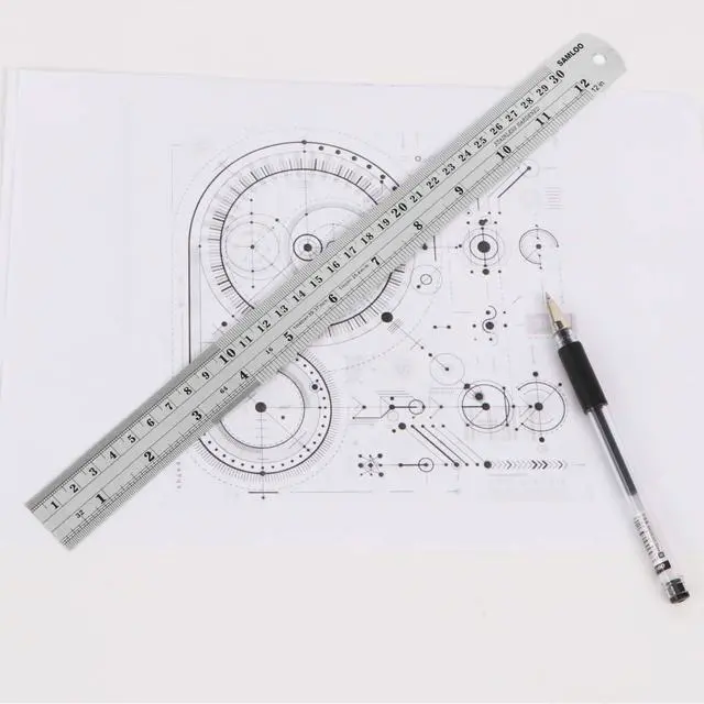 Alt view image 6 of 6 - Stainless Steel 12 Inch Ruler Kit with Conversion Table and Metric Straight Edge