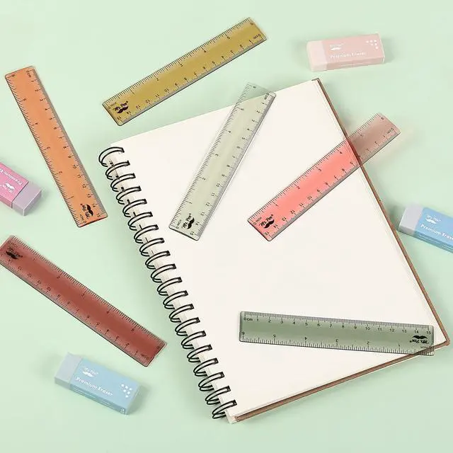 Alt view image 7 of 7 - Plastic Ruler Set, 6 Pack, 6 Inch, Vintage Colors | Easy-to-Read Markings, Scratch-Resistant Design, Durable Transplant Rulers for Crafting Office & School, School Supplies