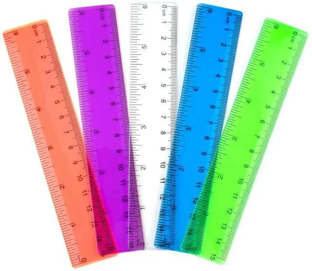 Main image of 5 PCS 15 cm / 6 Inch Clear Plastic Colorful Rulers See Through with Inches and Centimeters Lightweight Small Ruler School and Office Supplies Assorted Colors
