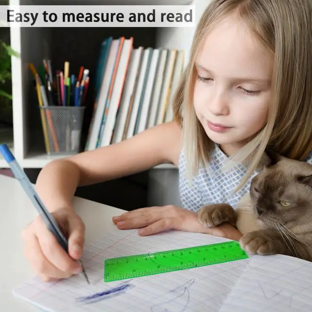 Alt view image 4 of 6 - 5 PCS 15 cm / 6 Inch Clear Plastic Colorful Rulers See Through with Inches and Centimeters Lightweight Small Ruler School and Office Supplies Assorted Colors