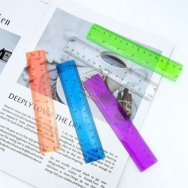 Alt view image 5 of 6 - 5 PCS 15 cm / 6 Inch Clear Plastic Colorful Rulers See Through with Inches and Centimeters Lightweight Small Ruler School and Office Supplies Assorted Colors