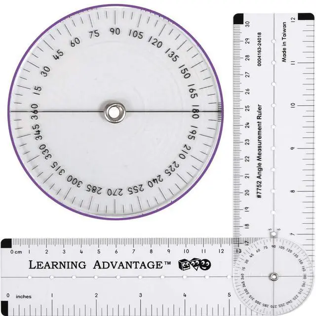 Main image of Angle Measurement Ruler, Clear, Flexible and Adjustable | Geometry Measuring Tool, Measure Angles to 360 Degrees and Lines to 12"